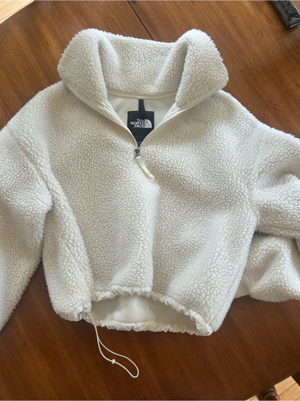The North Face Cream Sherpa Half-Zip Teddy Jacket